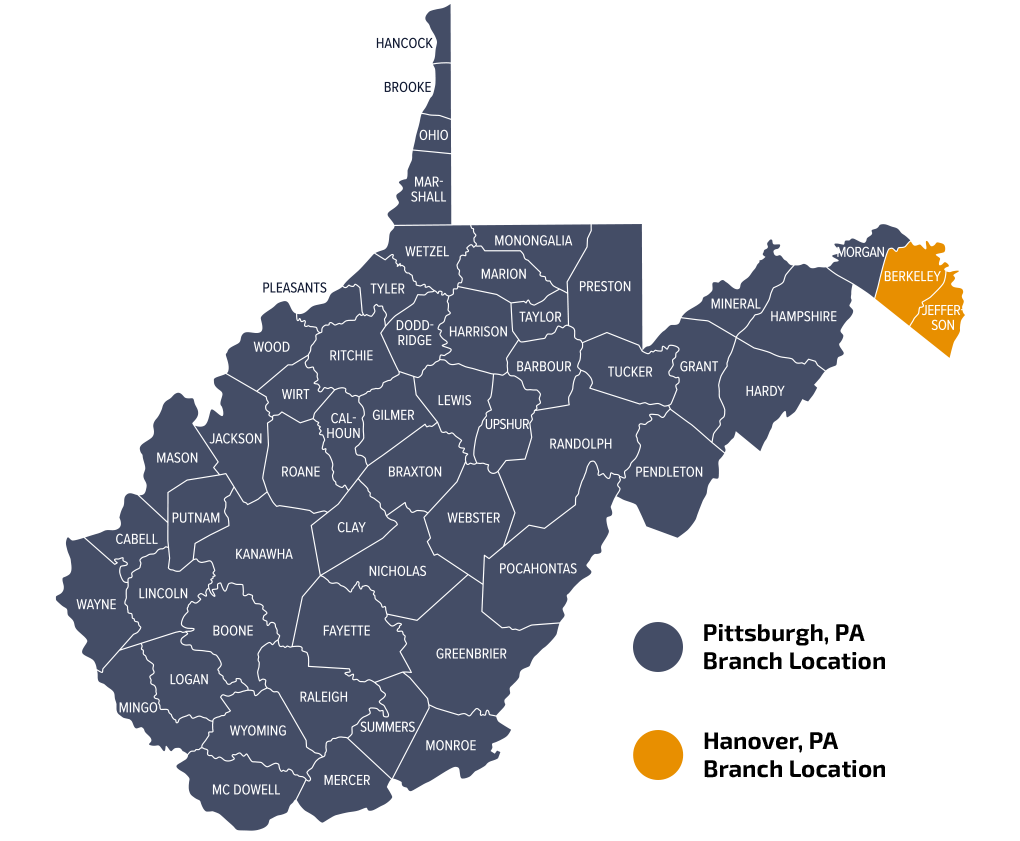 West Virginia service area map